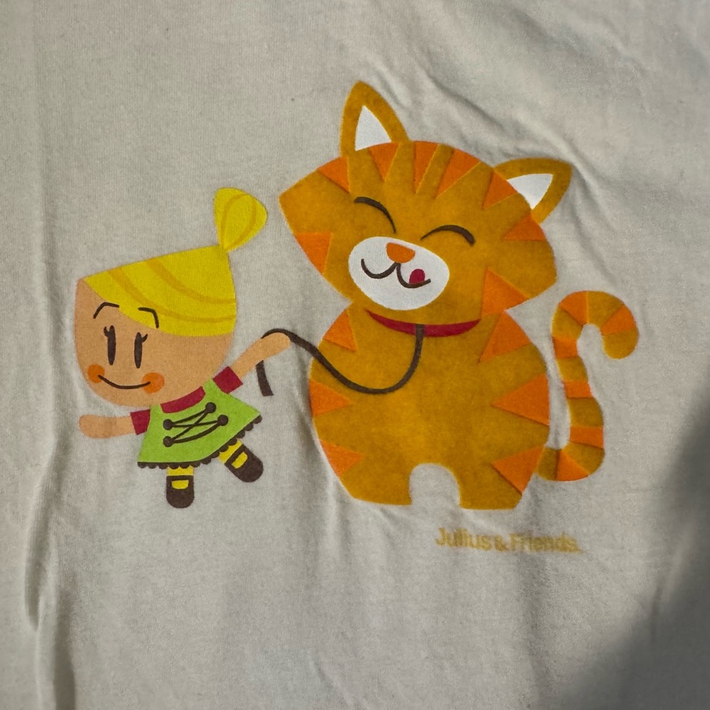 Paul Frank White Tee with Orange Cat and Yellow Character Graphic - Picture 5 of 11